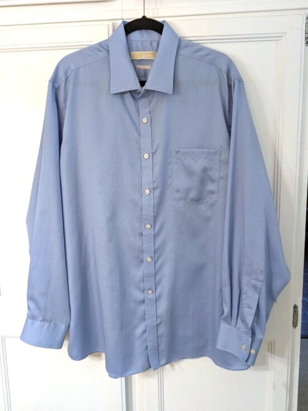 Like New MICHAEL Michael Kors 100% Cotton No-Iron Light Blue Men's Dress Shirt